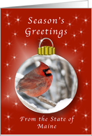 Season’s Greeting Cardinal Ornament from Maine card