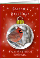 Season’s Greeting Cardinal Ornament from Delaware card