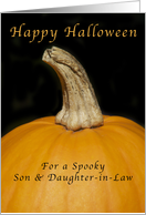 Happy Halloween for a Son & Daughter-in-Law, Pumpkin card