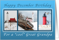 Happy December Birthday for a Cool Great Grandpa, Lighthouses card