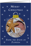 Merry Christmas from Florida, Sea Shells Ornament card