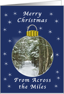 Merry Christmas from Across the Miles, Snowy Path Ornament card