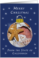 Merry Christmas from California, Sea Shells Ornament card