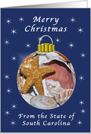 Merry Christmas from South Carolina, Sea Shells Ornament card