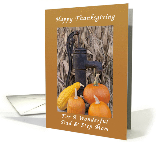 Thanksgiving Day for a Dad & Step Mom, Bountiful Supply card (1329898)