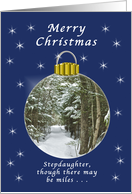 Merry Christmas Stepdaughter, Far Away, Winter Ornament card