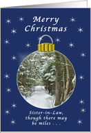 Merry Christmas Sister-in-Law, Far Away, Winter Ornament card