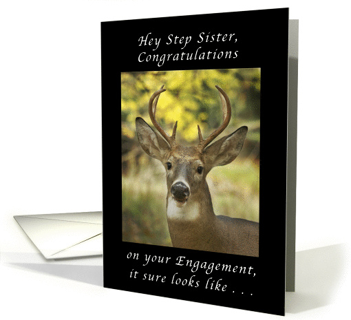 Engagement Congratulations for a Step Sister, Big Buck card (1332038)