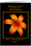 Happy 83rd Birthday for a Niece Orange Lily card