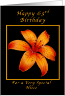Happy 63rd Birthday for a Niece Orange Lily card