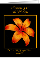 Happy 31st Birthday for a Niece Orange Lily card