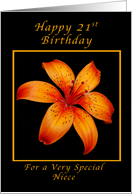 Happy 21st Birthday for a Niece Orange Lily card