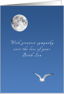 Sympathy on the Loss of Your Birth Son, Bird and Moon card