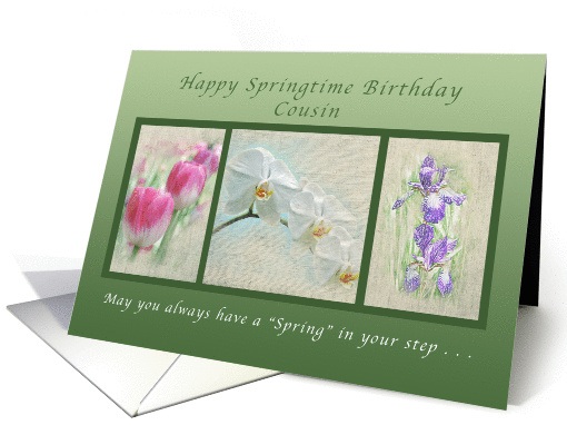 Happy Springtime Birthday for a Cousin, Flower Collection card