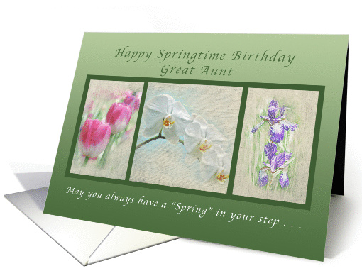 Happy Springtime Birthday for a Great Aunt, Flower Collection card