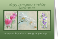 Happy Springtime Birthday for a Great Uncle, Flower Collection card