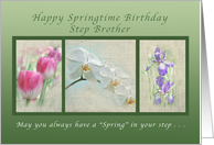 Happy Springtime Birthday for a Step Brother, Flower Collection card