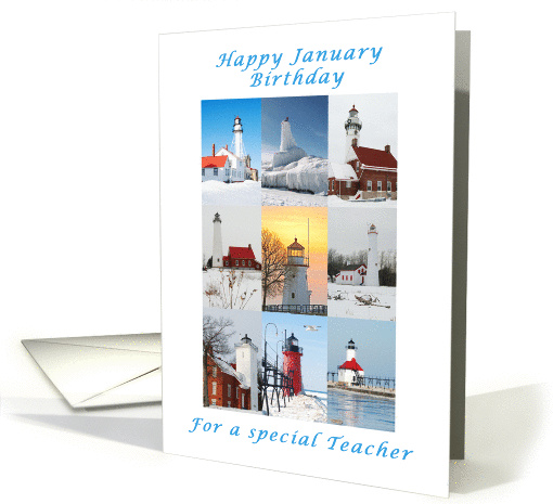 Happy January Birthday, For a Teacher card (1350812)