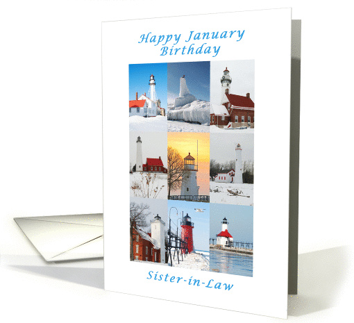 Happy January Birthday, For a Sister-in-Law Lighthouse collection card