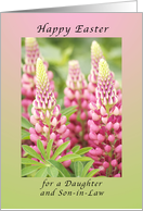 Happy Easter For a Daughter and Son-in-Law, Pink Lupine card