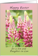 Happy Easter For a Son and Daughter-in-Law, Pink Lupine card