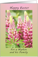 Happy Easter For a Nephew and His Family, Pink Lupine card