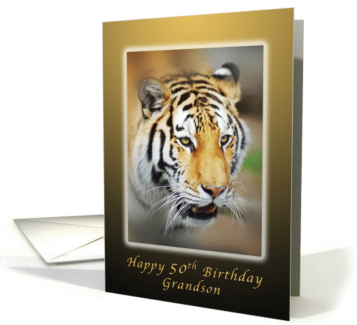 Happy 50th Birthday Wish for a Grandson, Tiger card (1355322)
