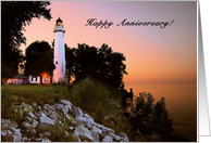 Happy Anniversary For Spouse. Lighthouse At Sunset card