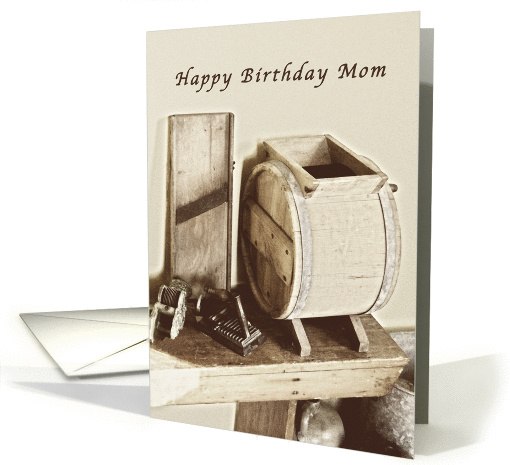 Happy Birthday Mom, Vintage Old Fashioned Kitchen, Antiques card