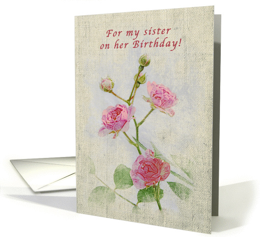 Happy Birthday delicate pink roses card (959865)