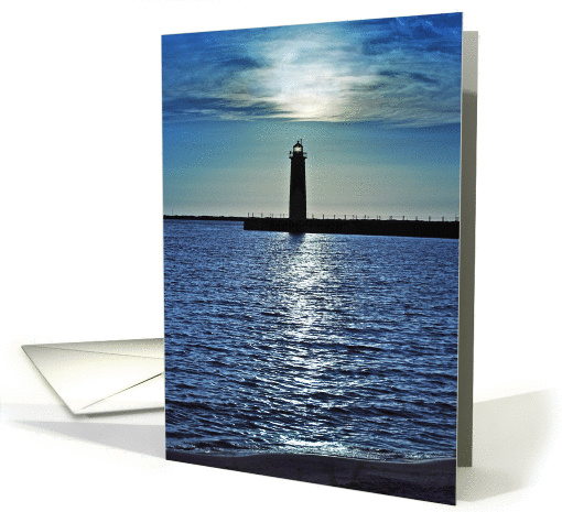 Muskegon Lighthouse Silhouette, Blank Note card (978773)