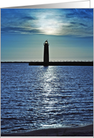 Muskegon Lighthouse Silhouette, Blank Note Card