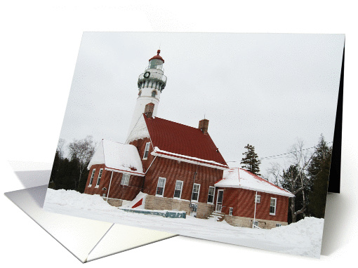 Seul Choix Pointe lighthouse in the Winter, Blank Note card (978783)