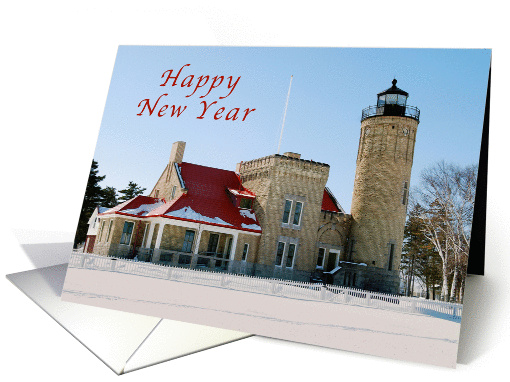 Happy New Year, Old Mackinac Point Lighthouse card (979143)