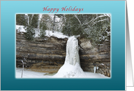 Happy Holidays, Munising waterfall frozen card