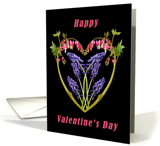 Happy Valentine's Day, Bleeding Hearts and Grape Hyacinth Flowers card