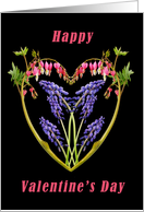 Happy Valentine’s Day, Bleeding Hearts and Grape Hyacinth Flowers card
