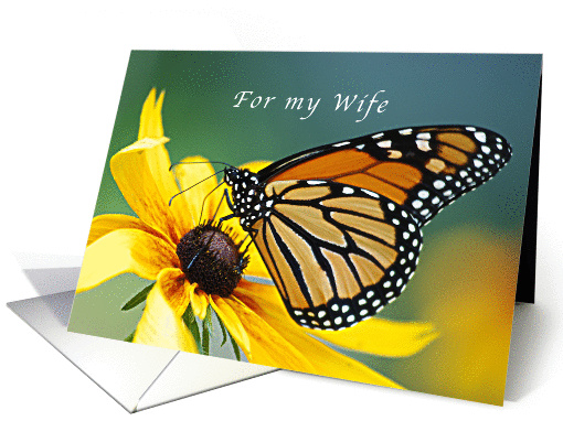 Happy Birthday for My Wife, Monarch Butterfly on Brown Eyed Susan card