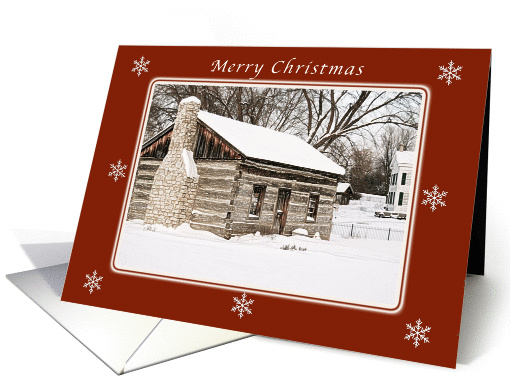 Merry Christmas, Log Home Winter Scene card (984079)