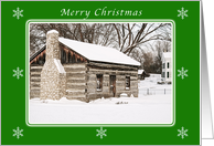 Merry Christmas, Log Home Winter Scene card