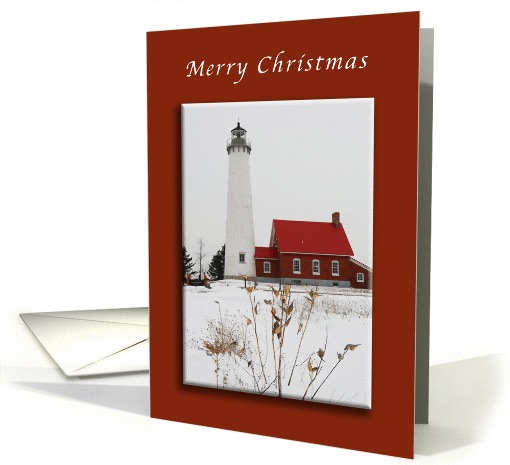 Merry Christmas, Tawas Lighthouse, Winter Scene card (984167)