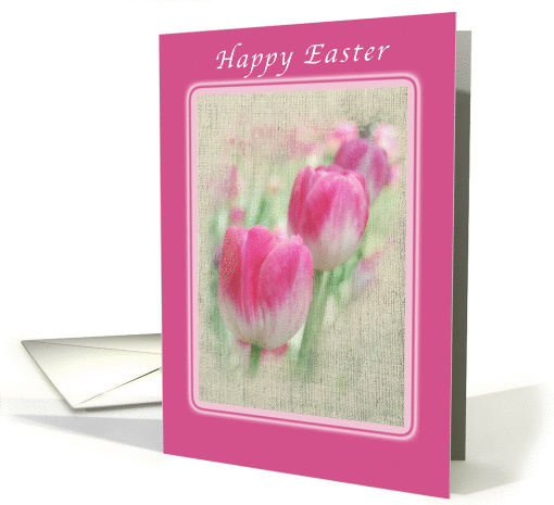 Happy Easter, Pink Tulips card (984467)