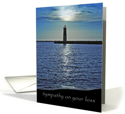 Sympathy on the loss, Blank note card, Silhouette of a Lighthouse card