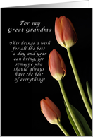 For my Great Grandma, Happy Birthday wishes, Tulips card