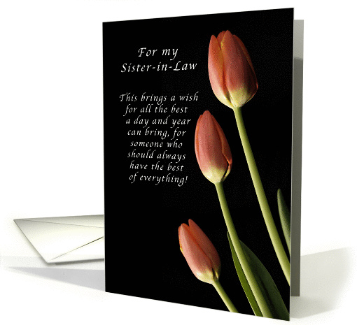 For my Sister-in-Law, Happy Birthday wishes, Tulips card (992617)