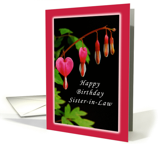 Happy Birthday, Sister in Law, Red Bleeding Heart Flowers card