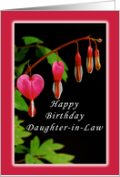 Happy Birthday, Daughter in Law, Red Bleeding Heart Flowers card