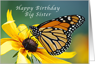 Happy Birthday, Big Sister, Monarch Butterfly on Yellow Flower card