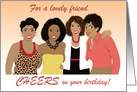 Happy Birthday for friend - Group of girlfriends embracing each other card