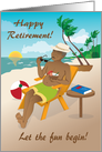 Retirement - Handsome older man by the beach with a cocktail card